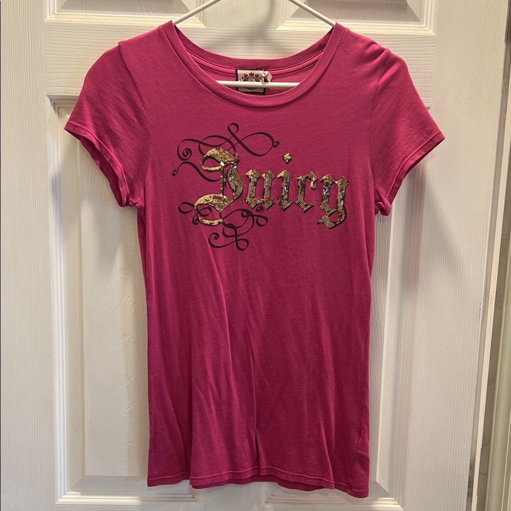 Juicy Couture Fuchsia Tee with Gold Sequence